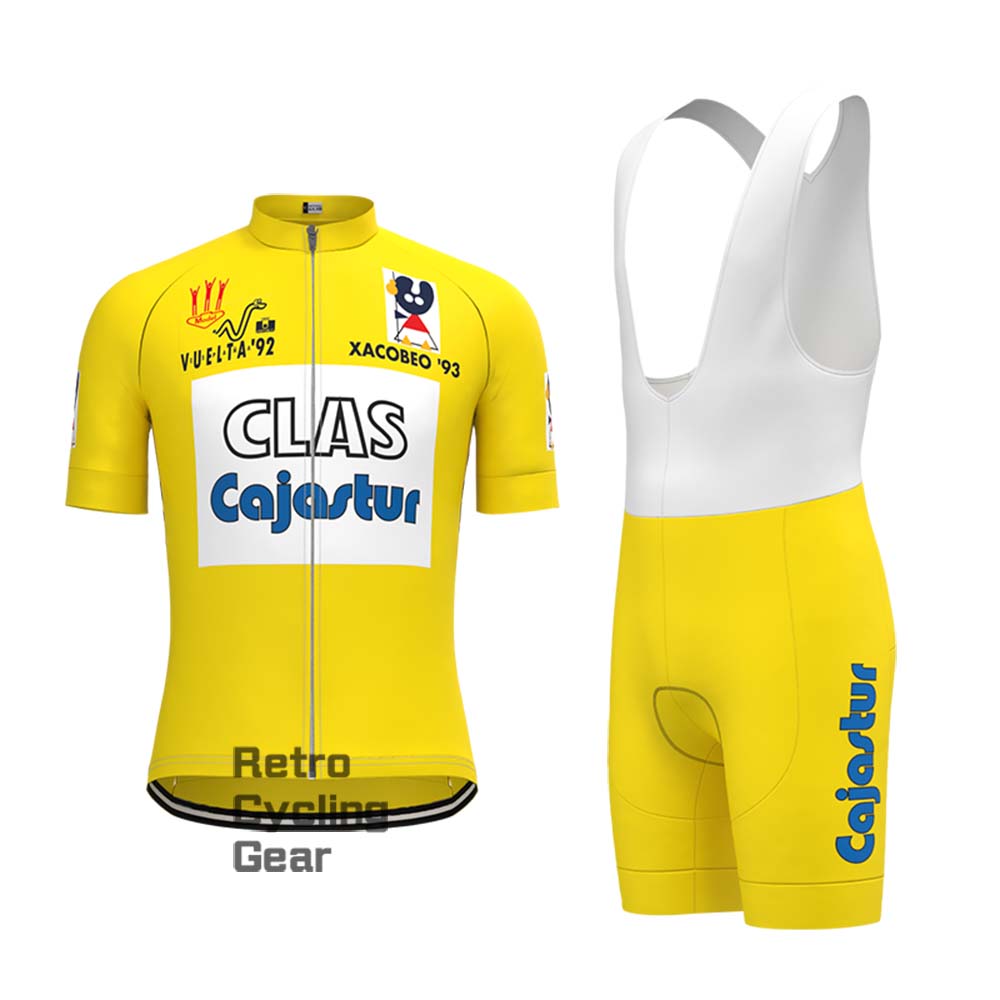 CLAS Yellow Retro Short Sleeve Cycling Kits