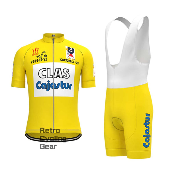 CLAS Yellow Retro Short Sleeve Cycling Kits