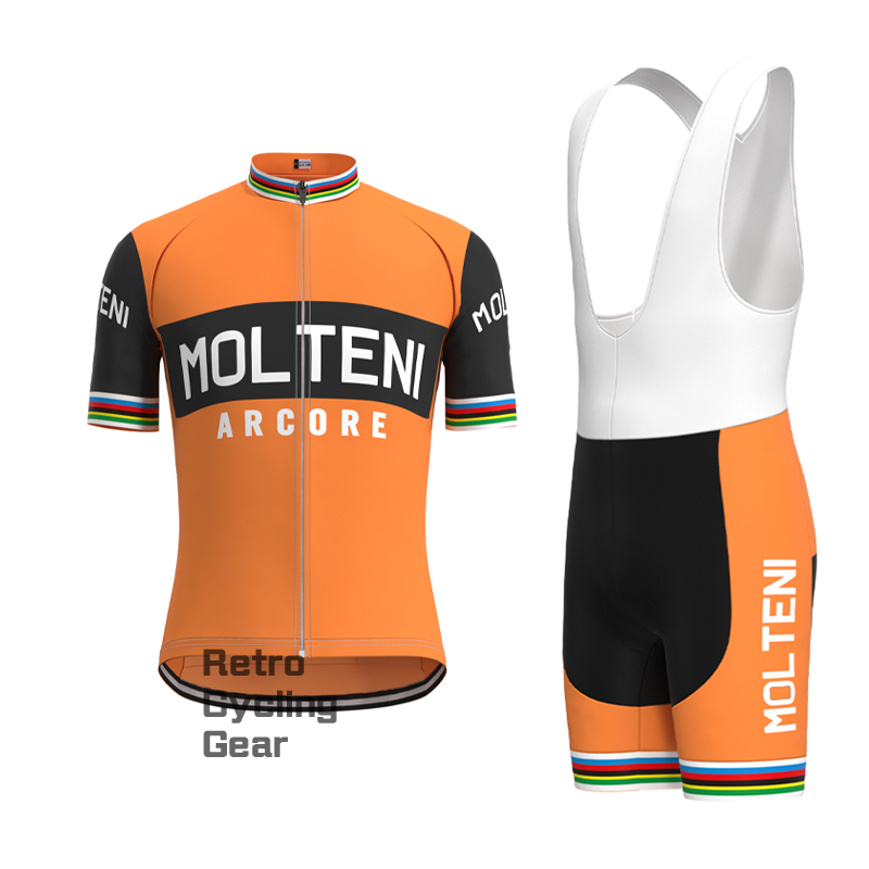 MOLTENI Orange White Retro Long Sleeve Cycling Kit