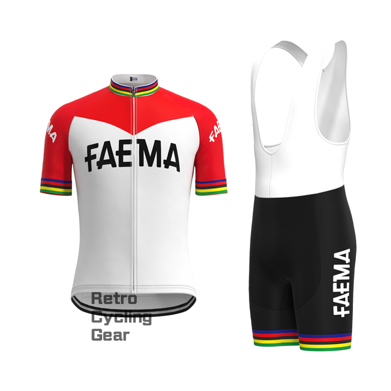 FAEMA White Retro Long Sleeve Cycling Kit