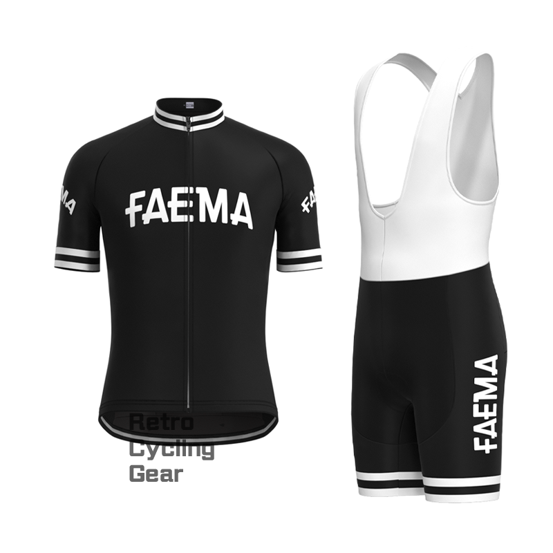 FAEMA Schwarzes Retro-Langarm-Fahrradset