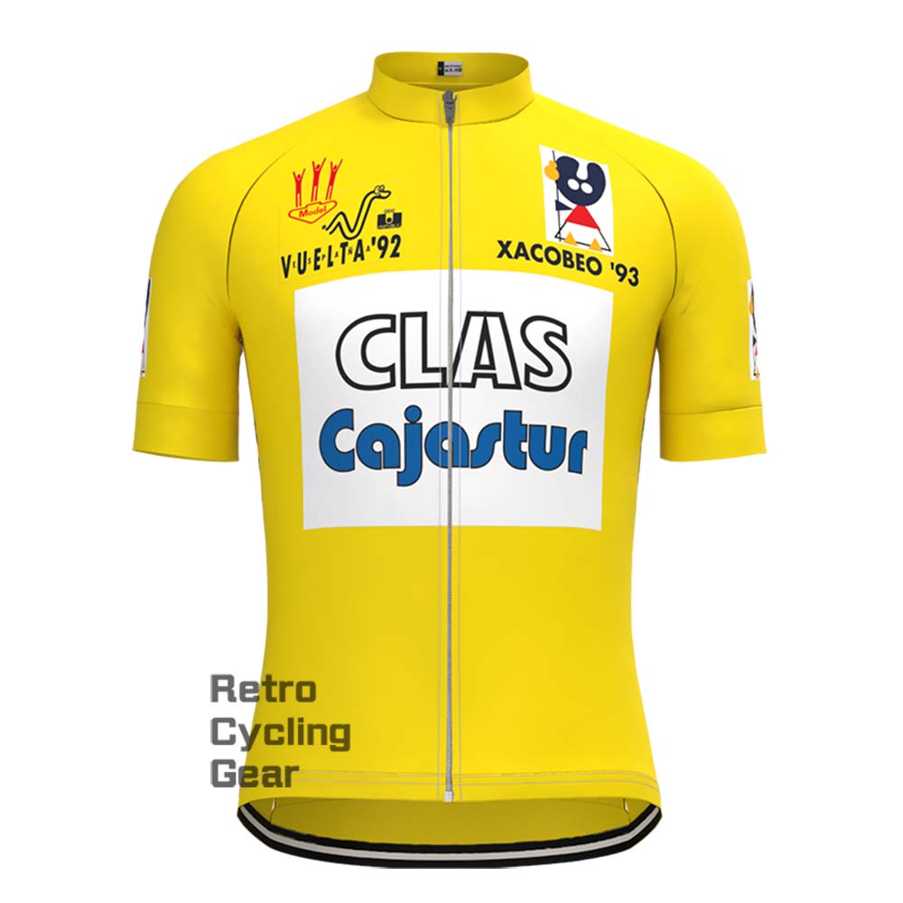 CLAS Yellow Retro Short Sleeve Cycling Kits