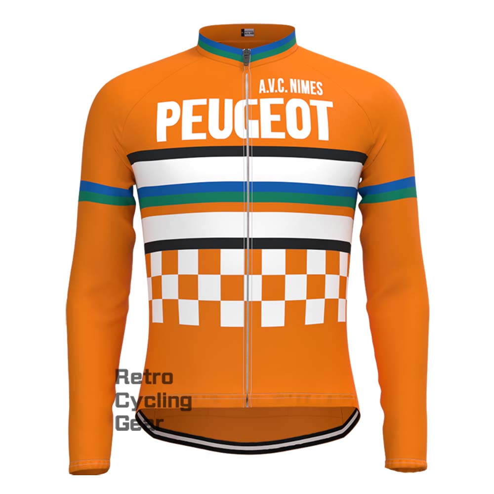 Orange PEUGEOT Retro Short Sleeve Cycling Kits