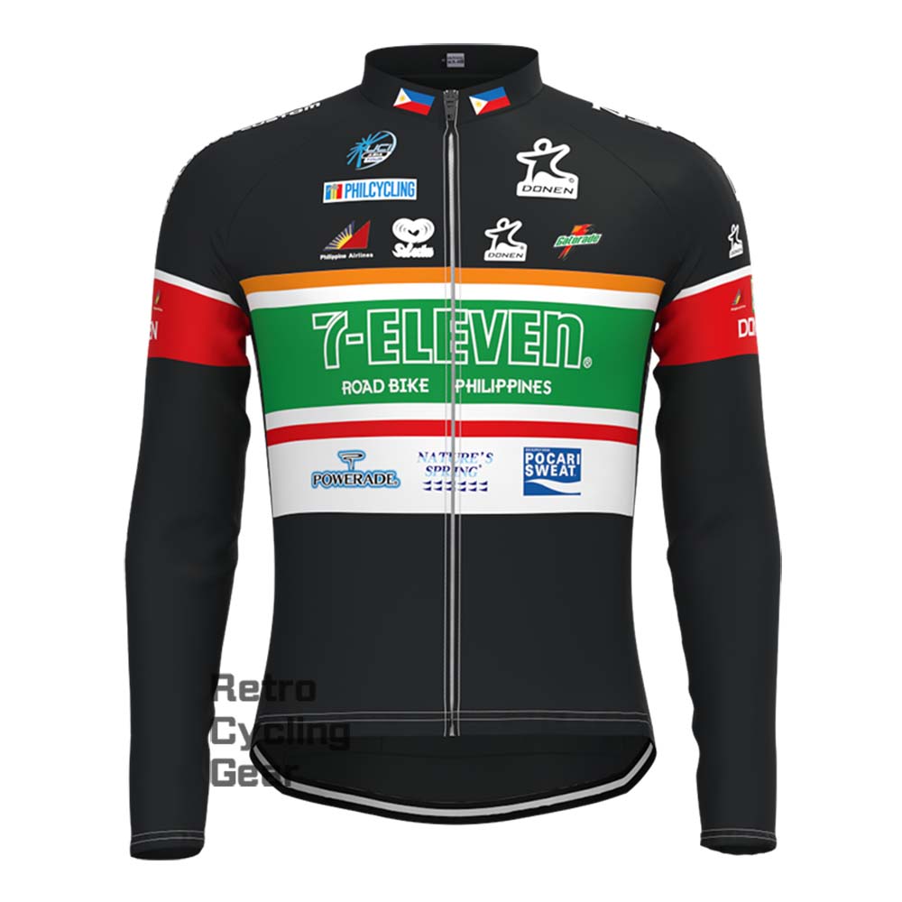 7-ELEVEN black Retro Long Sleeve Cycling Kits