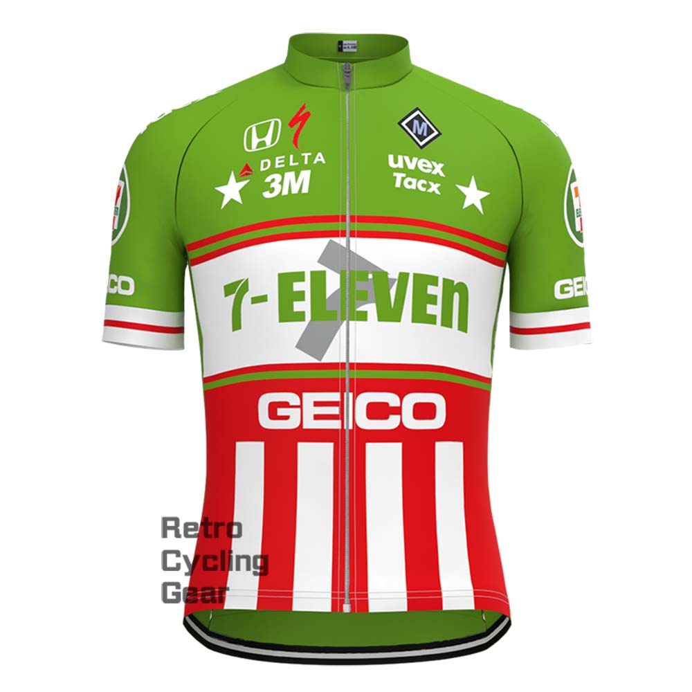 7-ELEVEN Green Retro Long Sleeve Cycling Kits