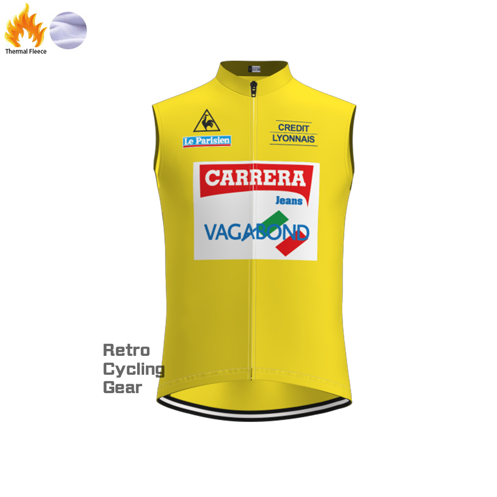 Yellow CARRERA Fleece Retro Long Cycling Kits