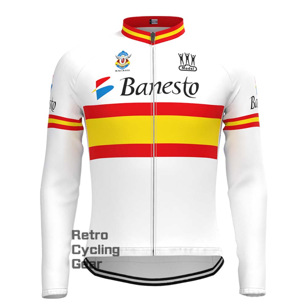 White Banesto Retro Long Sleeve Cycling Kits