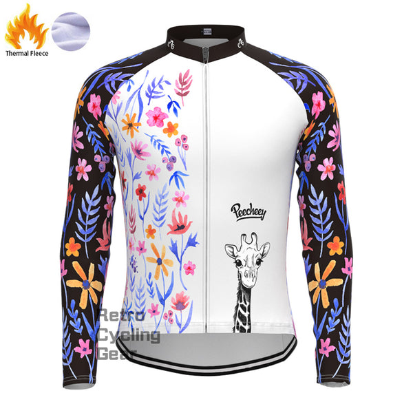 Giraffe flower Fleece Long Sleeve Jersey