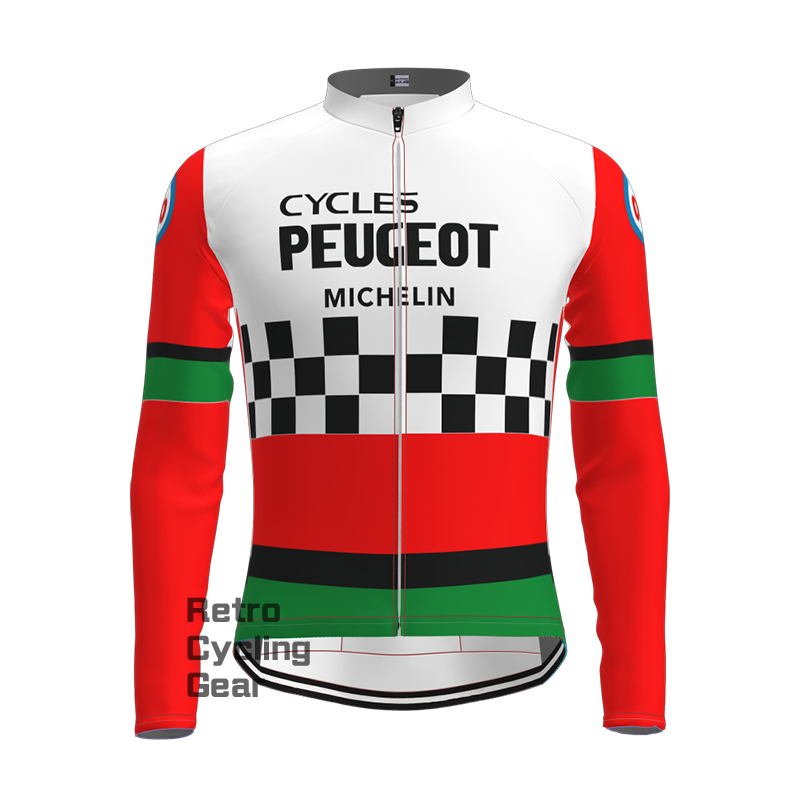 Red Peugeot Retro Long Sleeve Cycling Kits