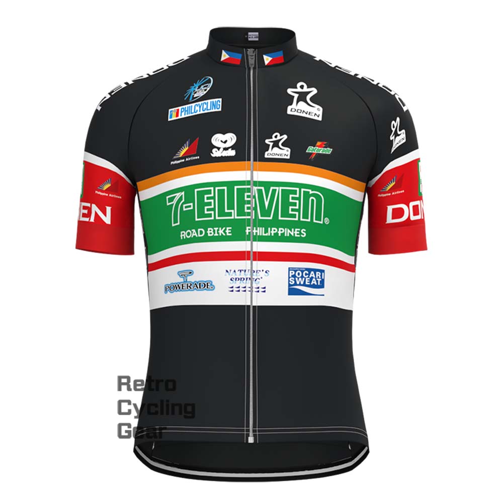 7-ELEVEN black Retro Short Sleeve Cycling Kits