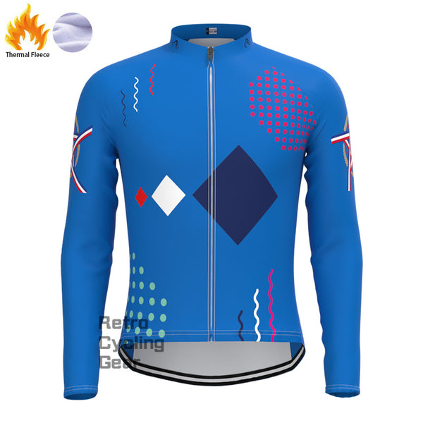 Blue national flag Fleece Long Sleeve Jersey