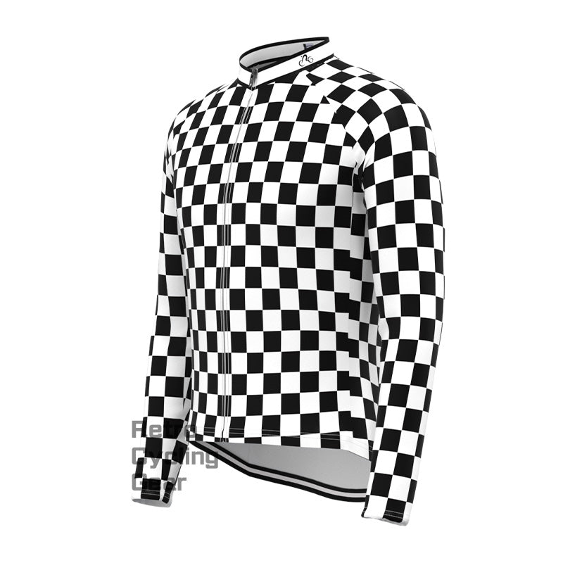 Black and white check Long Sleeve Jersey