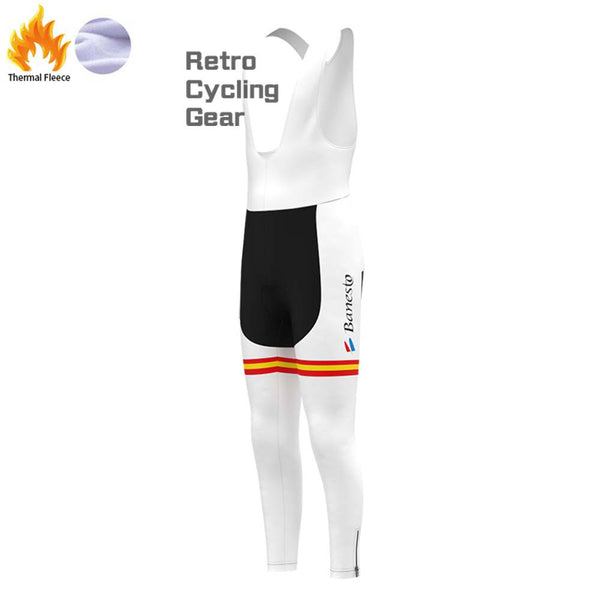 White Banesto Fleece Retro Cycling Bib Pants