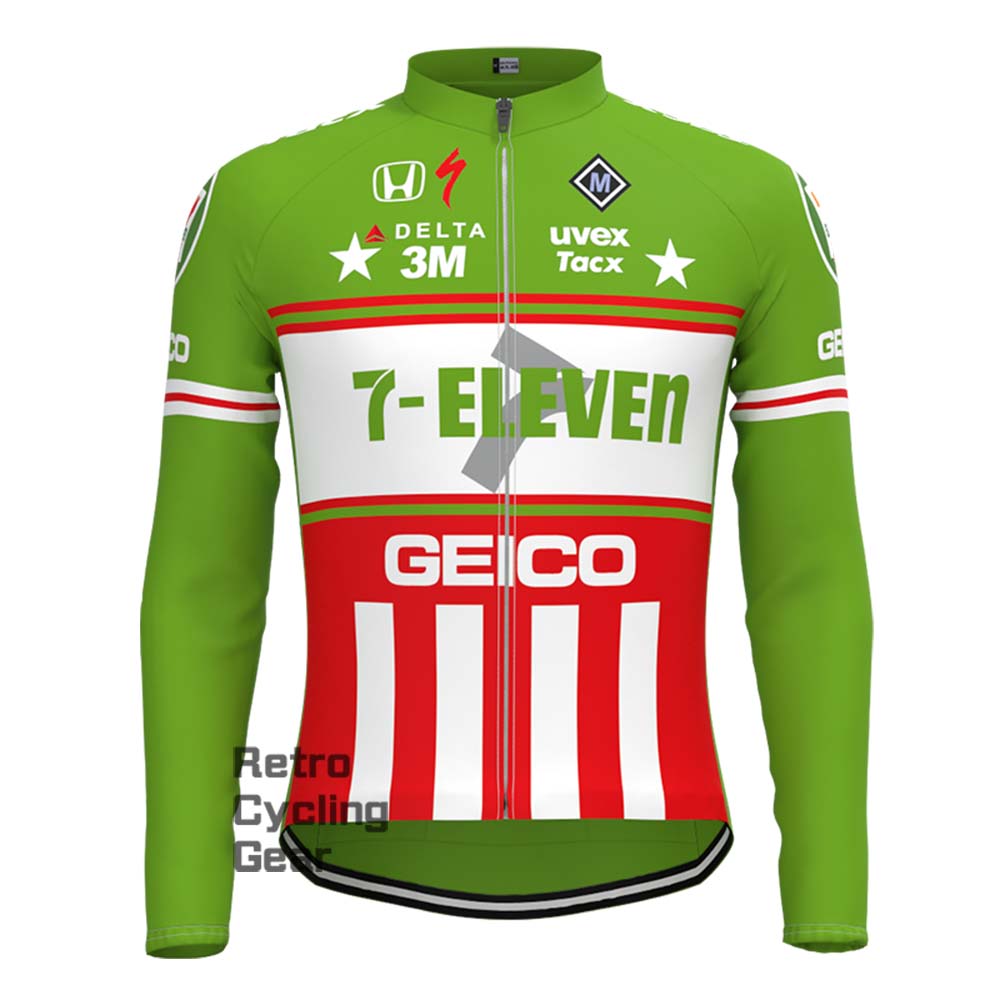 7-ELEVEN Green Retro Long Sleeve Cycling Kits