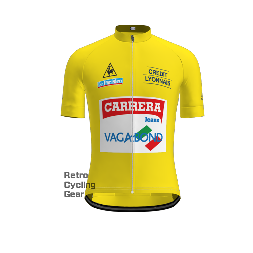 Yellow CARRERA Retro Short Sleeve Cycling Kits