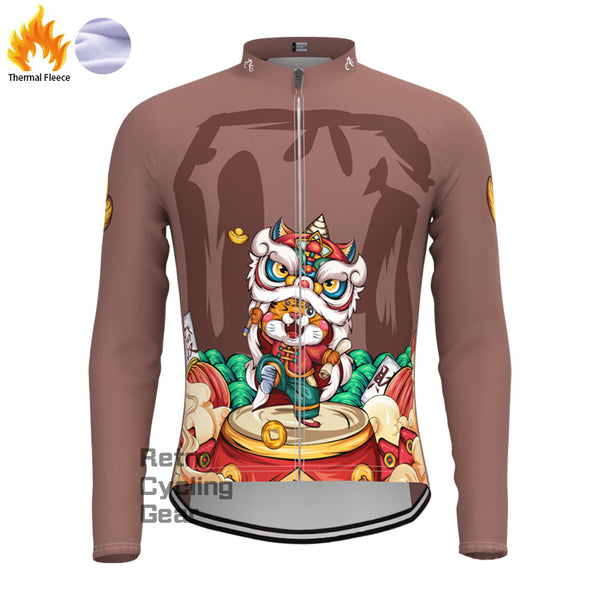 Cartoon tiger Fleece Long Sleeve Jersey