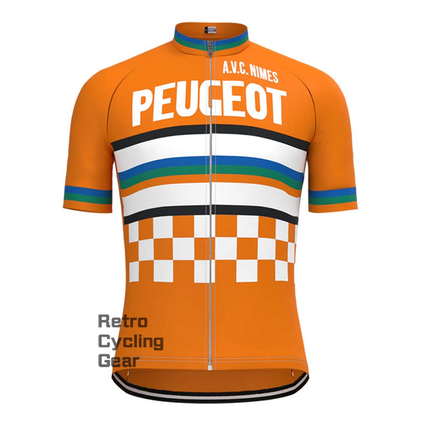 Orange PEUGEOT Retro Short Sleeve Cycling Jersey