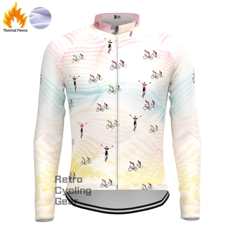 Cartoon ride Fleece Long Sleeve Jersey