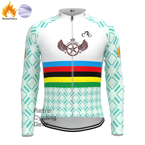 Square green Fleece Long Sleeve Jersey