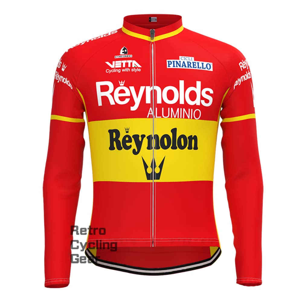 1990s Red Reynolds Retro Long Sleeve Cycling Kits