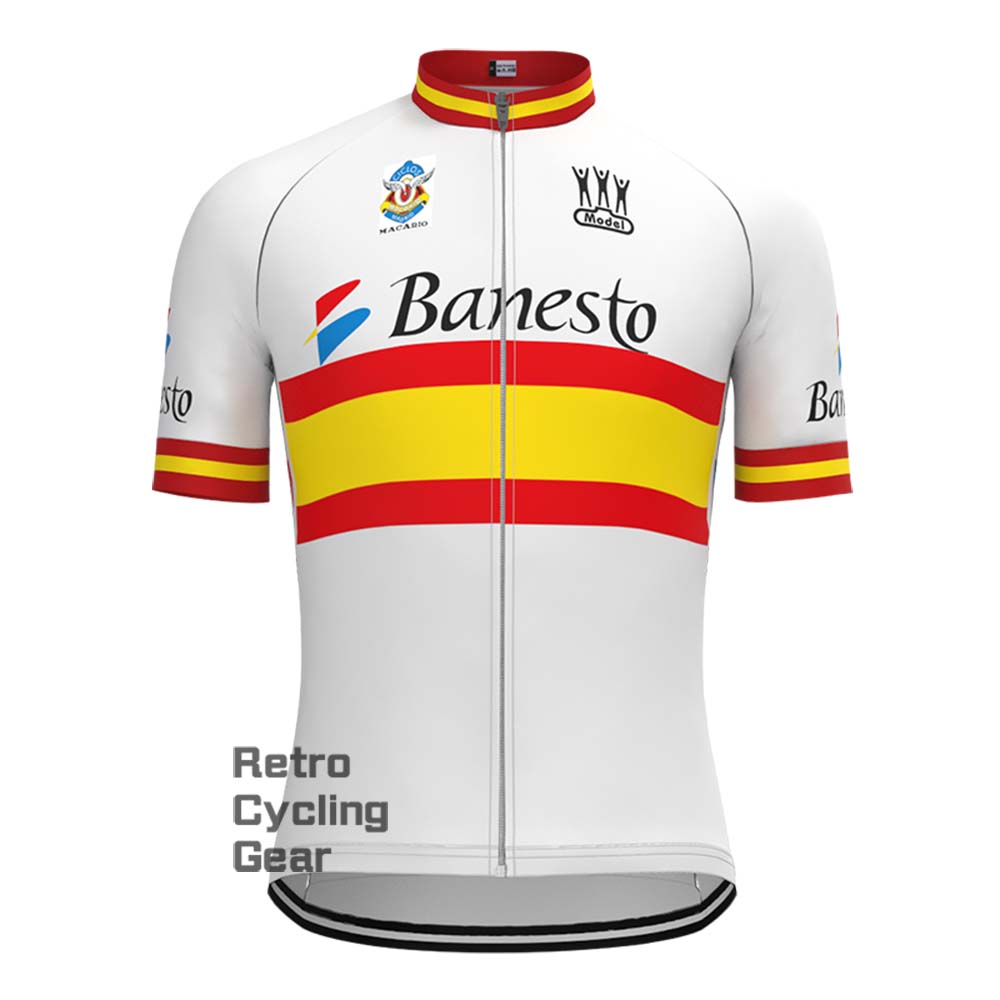 White Banesto Retro Short Sleeve Cycling Kits