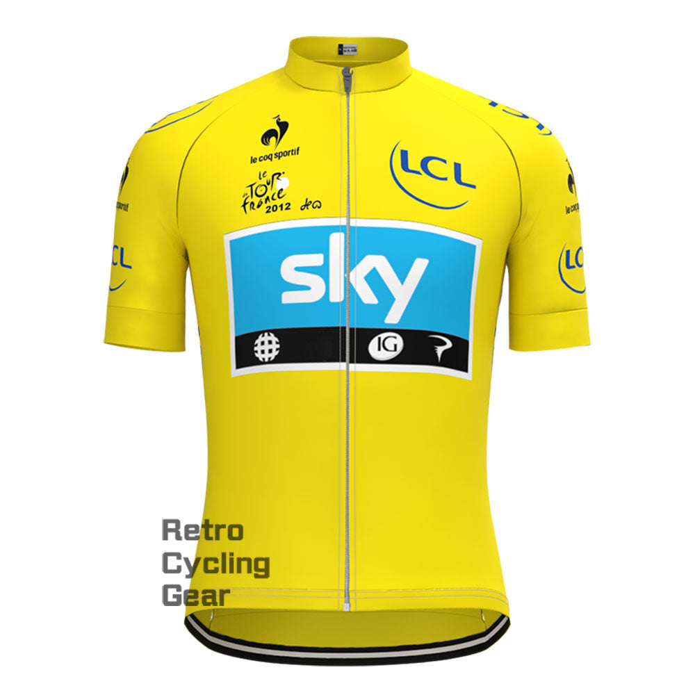 2012 yellow sky Retro Short Sleeve Cycling Jersey