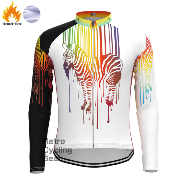 Rainbow Zebra Fleece Long Sleeve Jersey