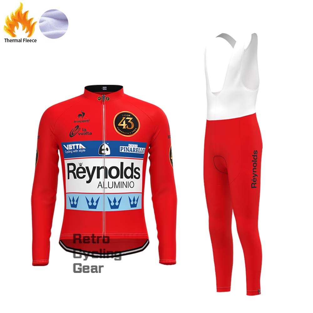 43 red Reynolds Fleece Retro Long Cycling Kits