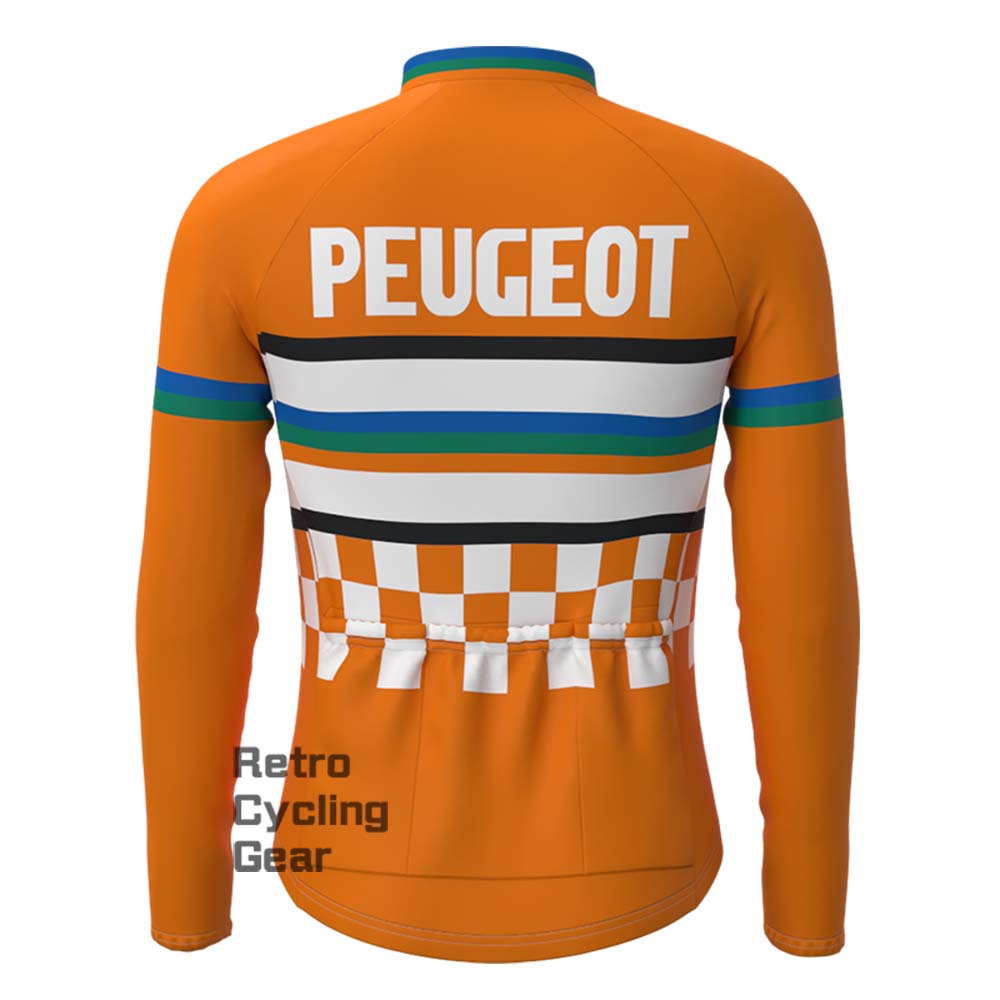 Orange PEUGEOT Fleece Retro Long Sleeves Jerseys