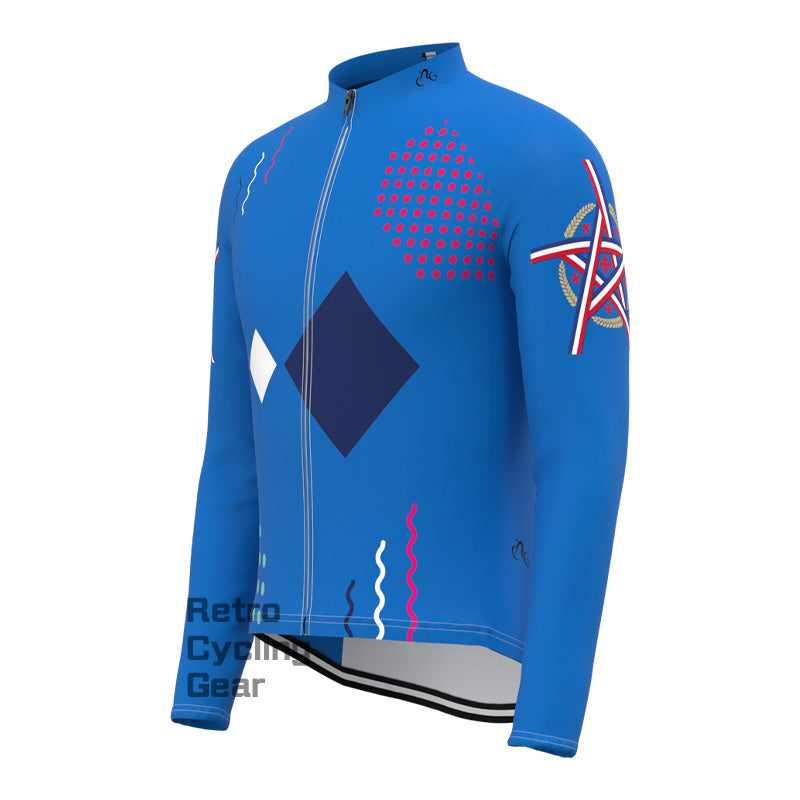 Blue national flag Fleece Long Sleeve Jersey