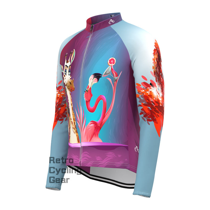 Giraffe flamingos Fleece Long Sleeve Jersey