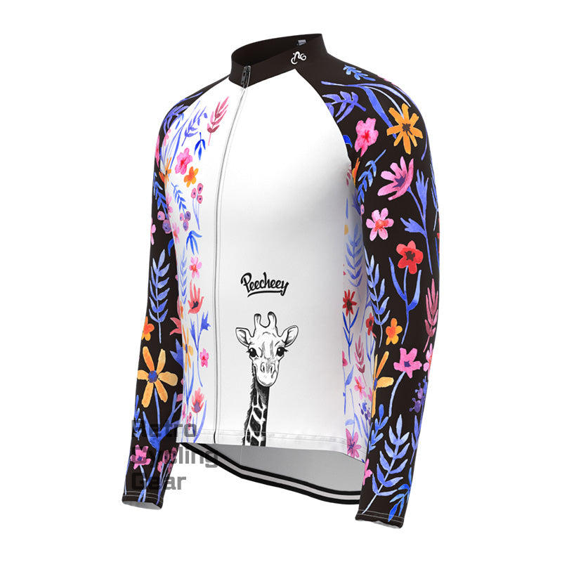 Giraffe flower Fleece Long Sleeve Jersey