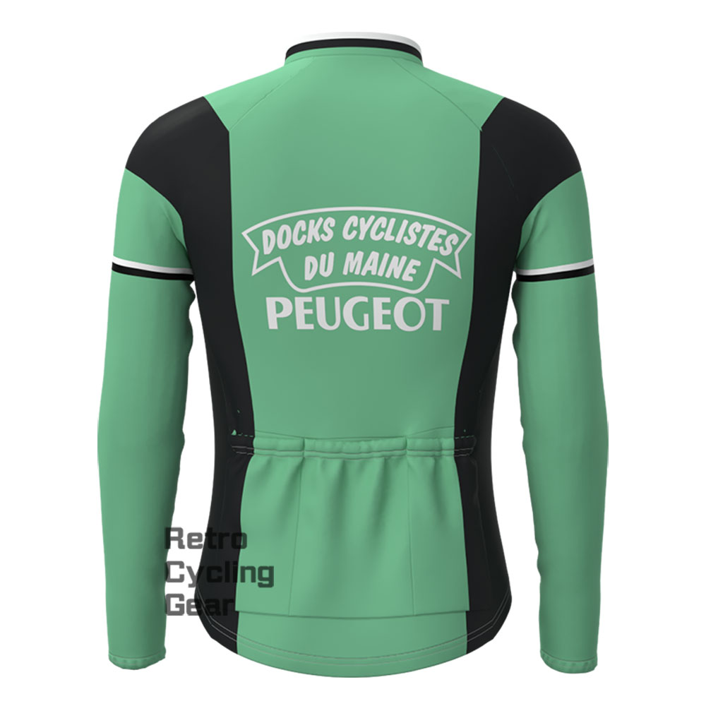 Green PEUGEOT Fleece Retro Long Sleeves Jerseys