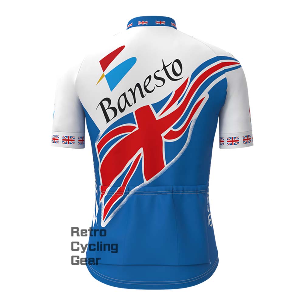 Banesto blue Retro Short Sleeve Cycling Jersey