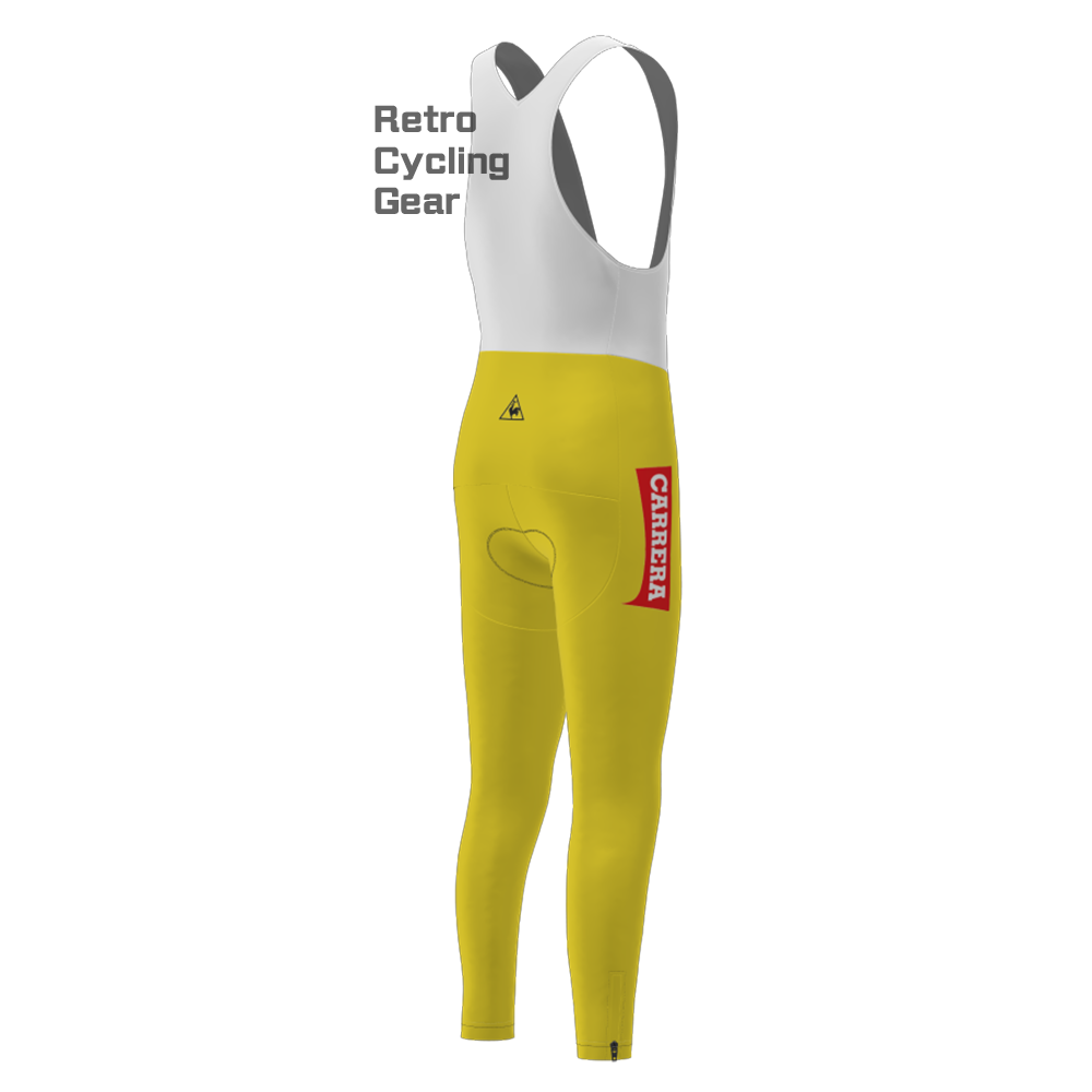 Yellow CARRERA Fleece Retro Cycling Bib Pants