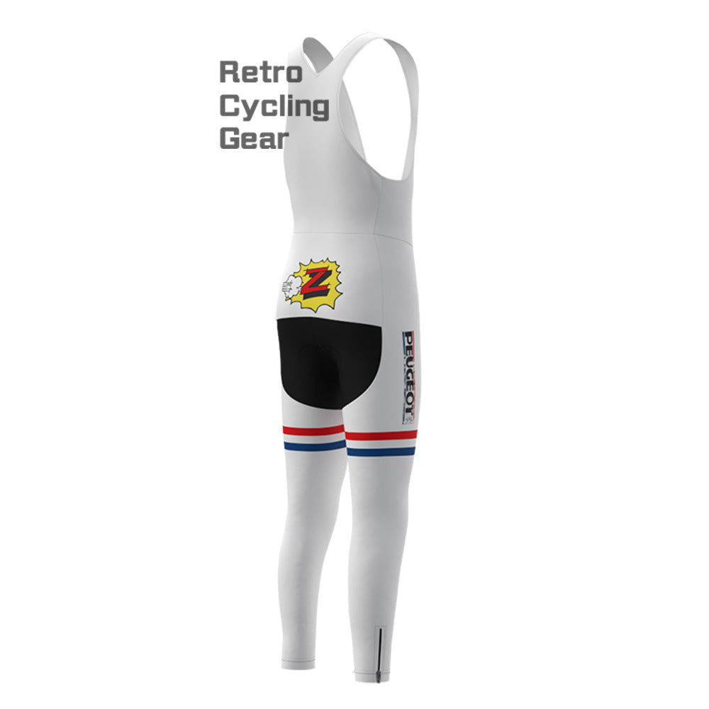 PEUGEOT Halfords Fleece Retro Cycling Bib Pants