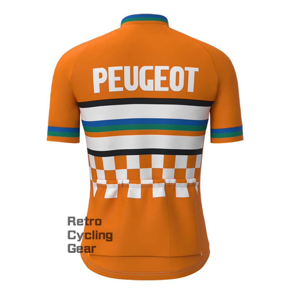 Orange PEUGEOT Retro Short Sleeve Cycling Kits