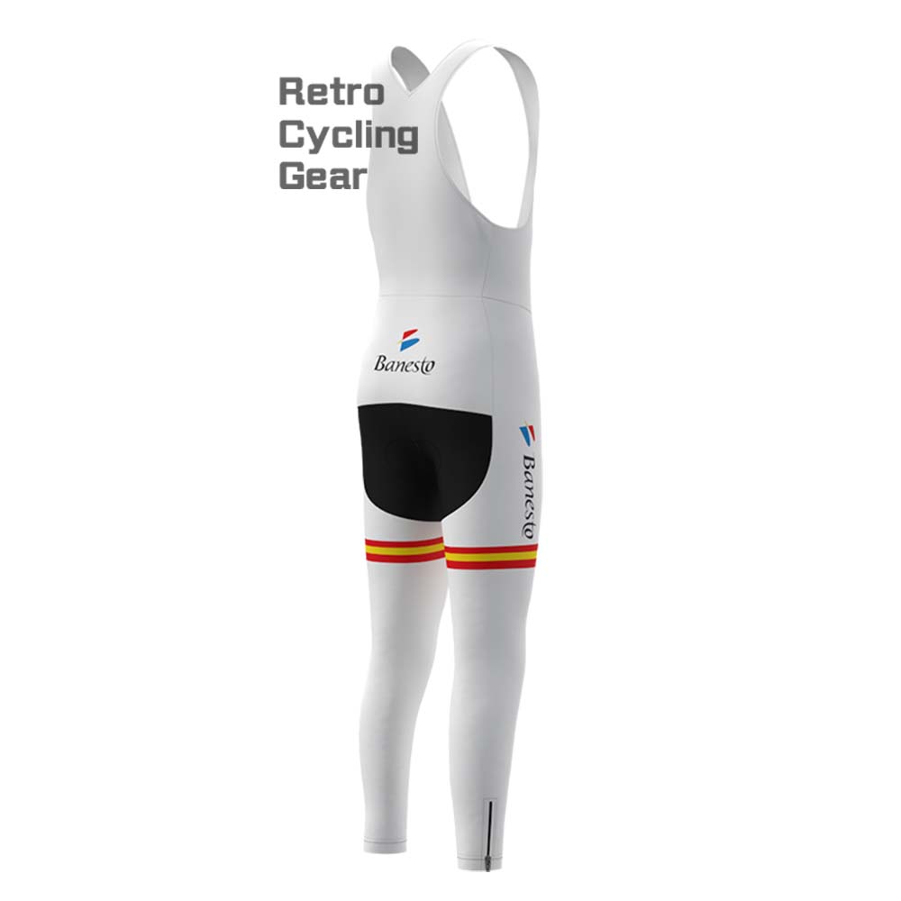 White Banesto Fleece Retro Long Cycling Kits