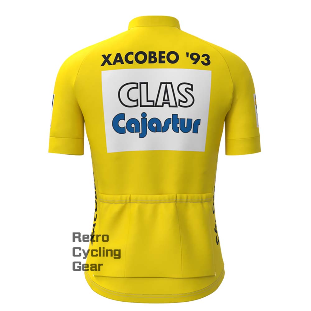 CLAS Yellow Retro Short Sleeve Cycling Jersey