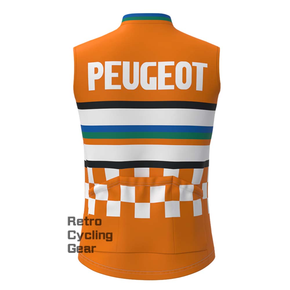 Orange PEUGEOT Fleece Retro Cycling Vest