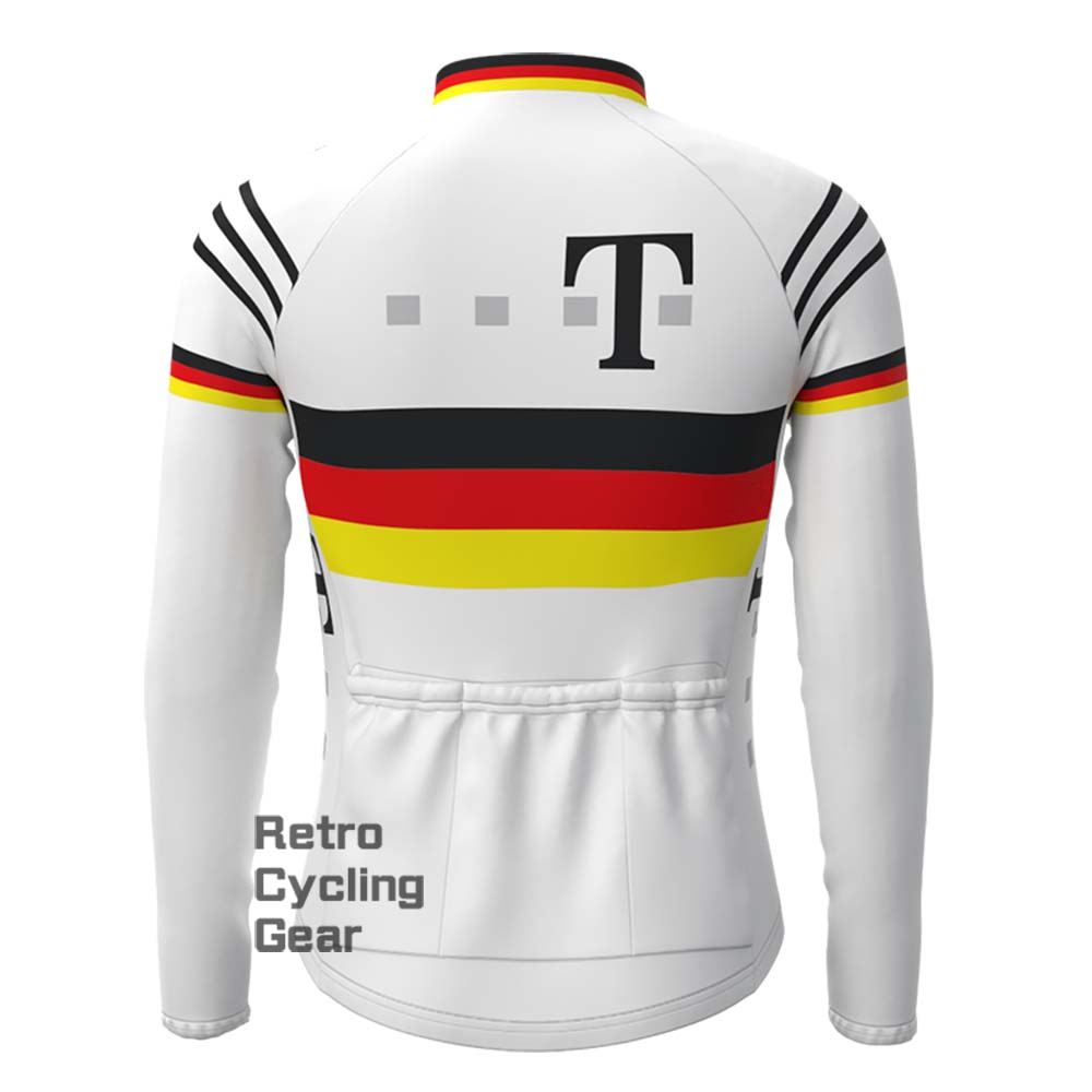 T white Retro Long Sleeve Cycling Kits