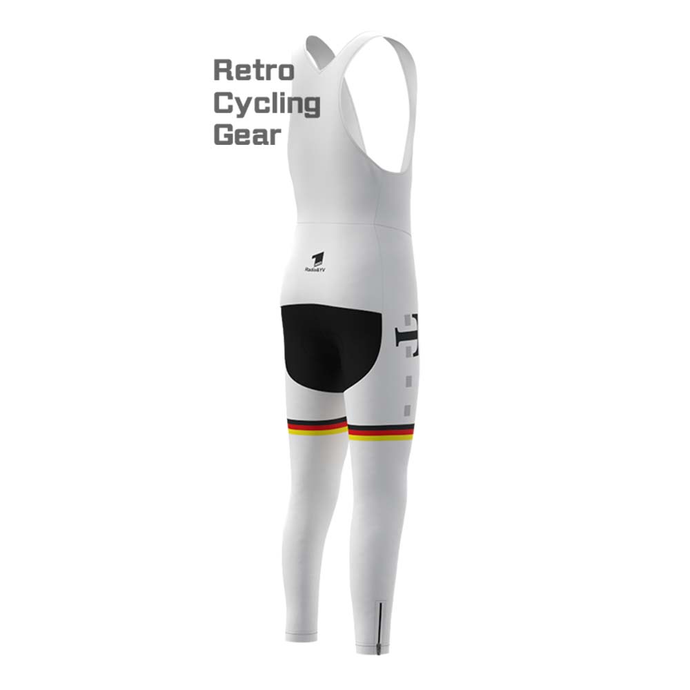 T white Fleece Retro Long Cycling Kits