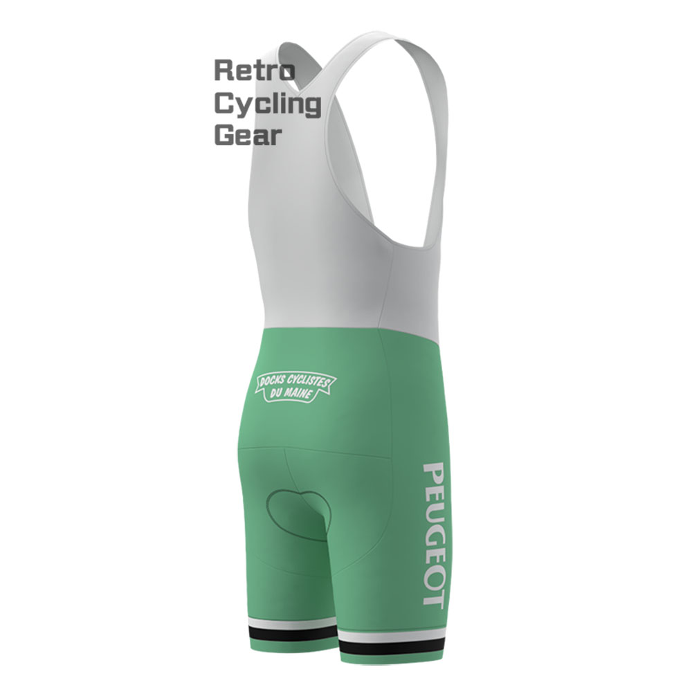 Green PEUGEOT Retro Bib Cycling Shorts