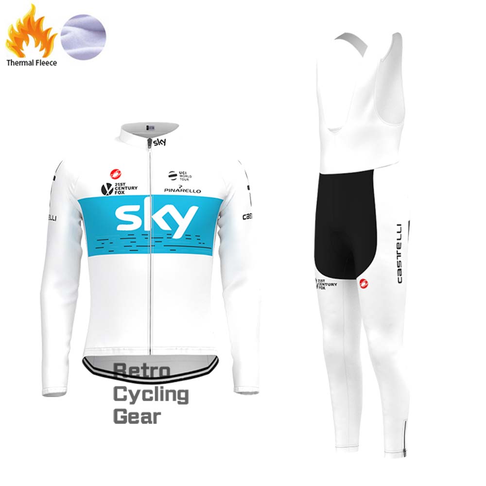 2018 white sky Fleece Retro Long Cycling Kits