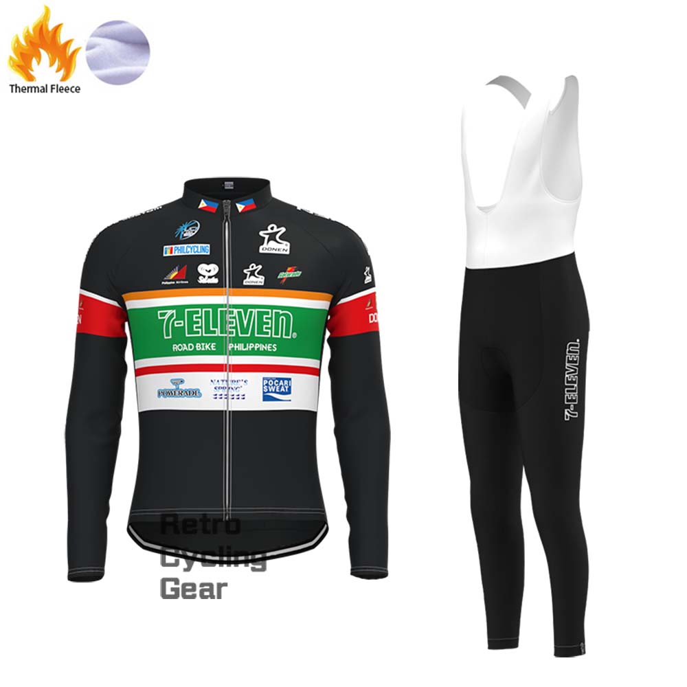 7-ELEVEN black Fleece Retro Long Cycling Kits