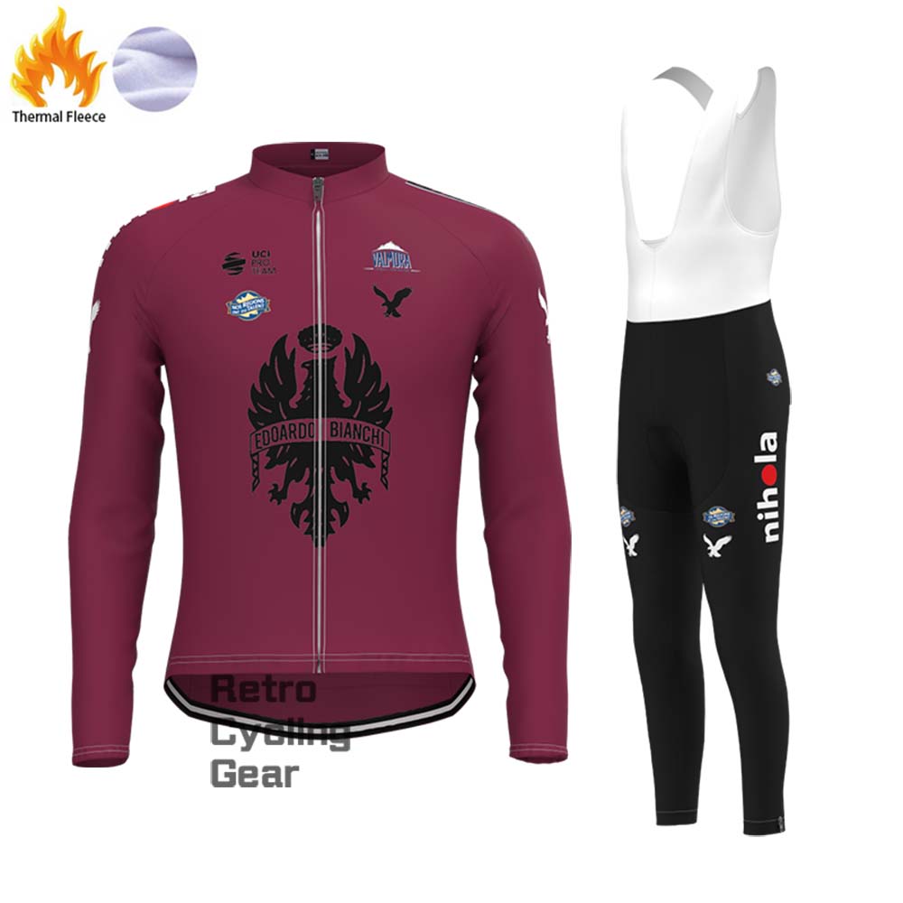 Red Bianchi Fleece Long Cycling Kits