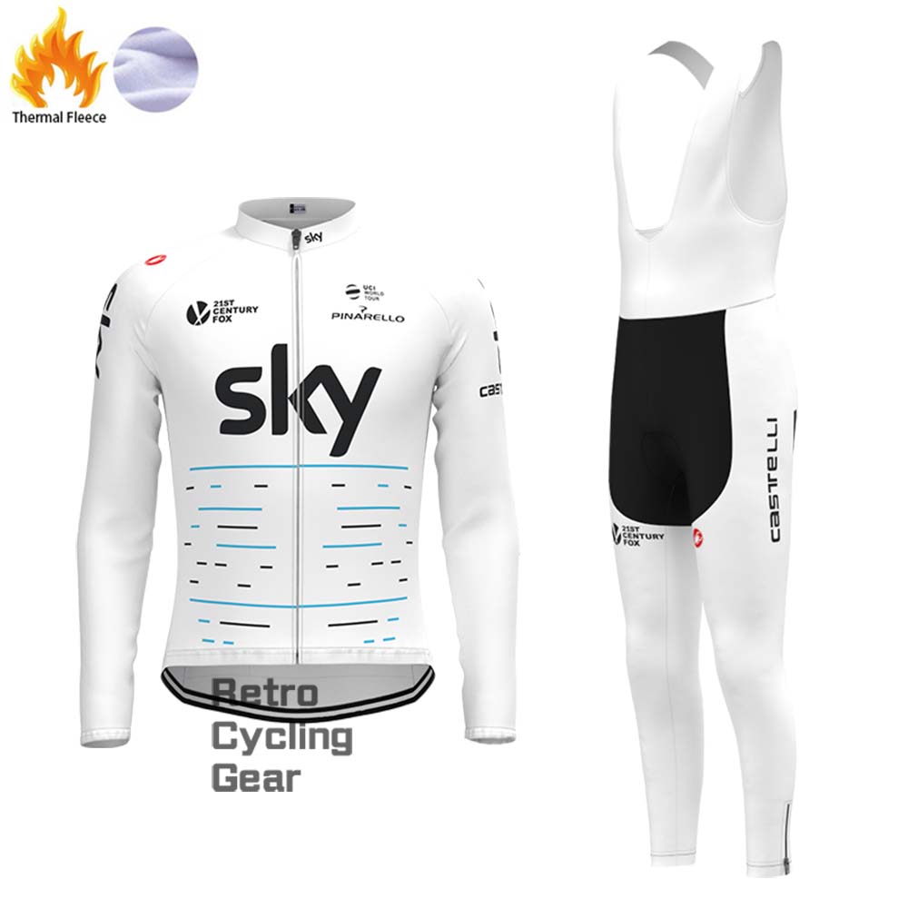 2017 white sky Fleece Retro Long Cycling Kits