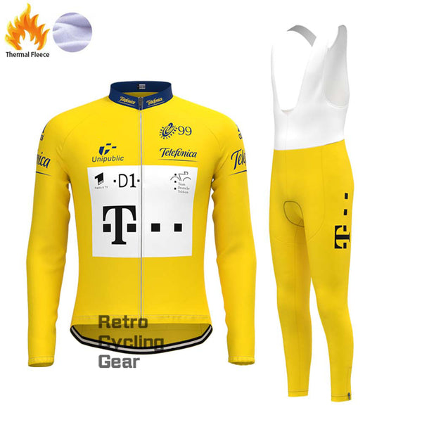 T yellow Fleece Retro Long Cycling Kits