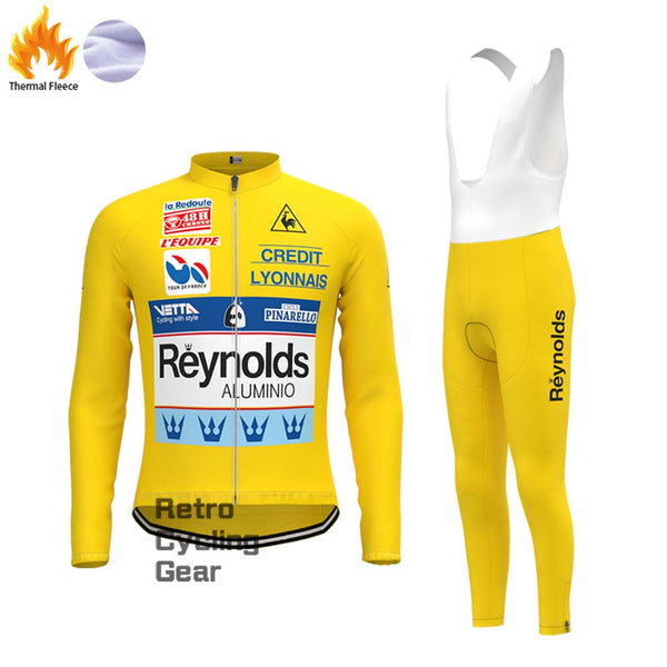 1990s yellow Reynolds Fleece Retro Long Cycling Kits