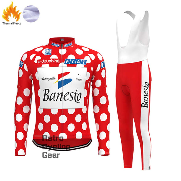 Red Banesto Fleece Retro Long Cycling Kits